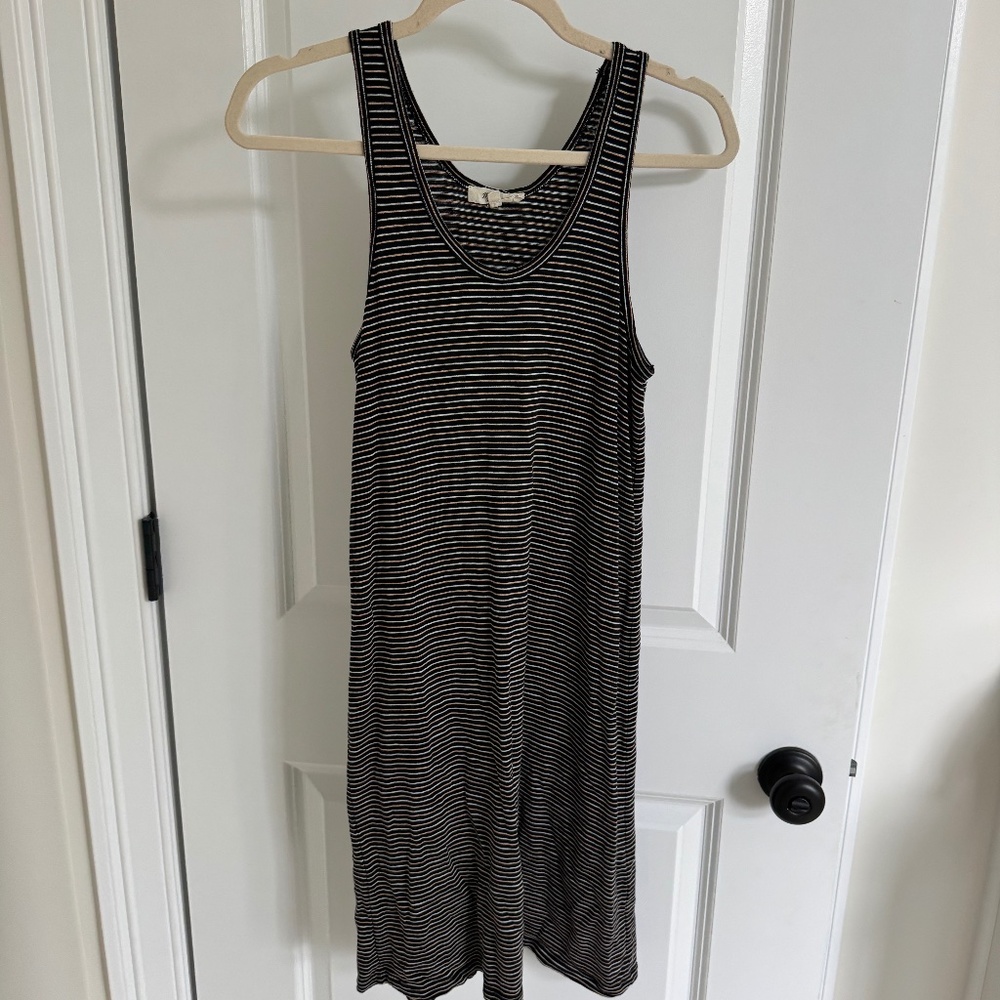Madewell Women's Tank Bodycon Dress - Black/Tan/White Stripe - Small